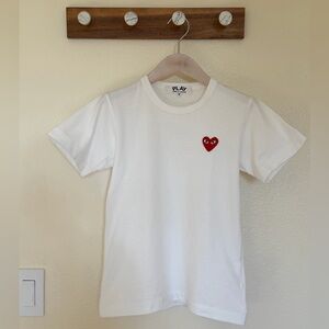 Comme des Garcons Women Tee with Red Heart on White